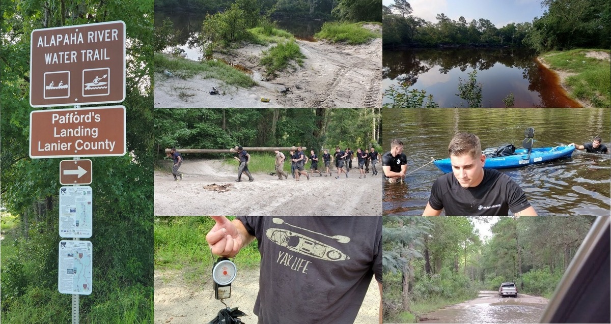 [Pafford's Landing, trash, Alapaha River, Marines, boat, bags, potholes]