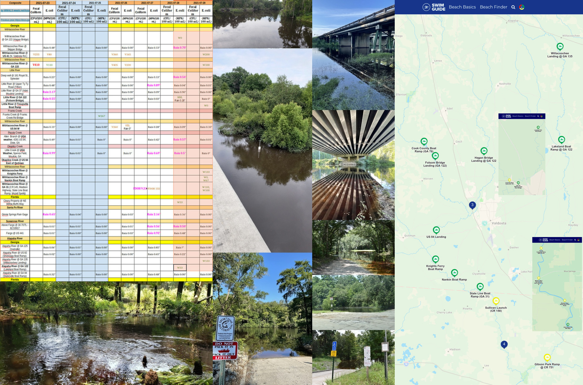 Chart, Franks Creek, Alapaha River, Little River, Withlacoochee River, Swim Guide