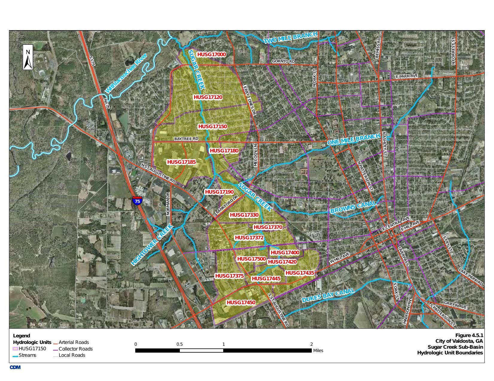 Figure 4.5.1 Sugar Creek Sub-Basin Hydrologic Unit Boundaries