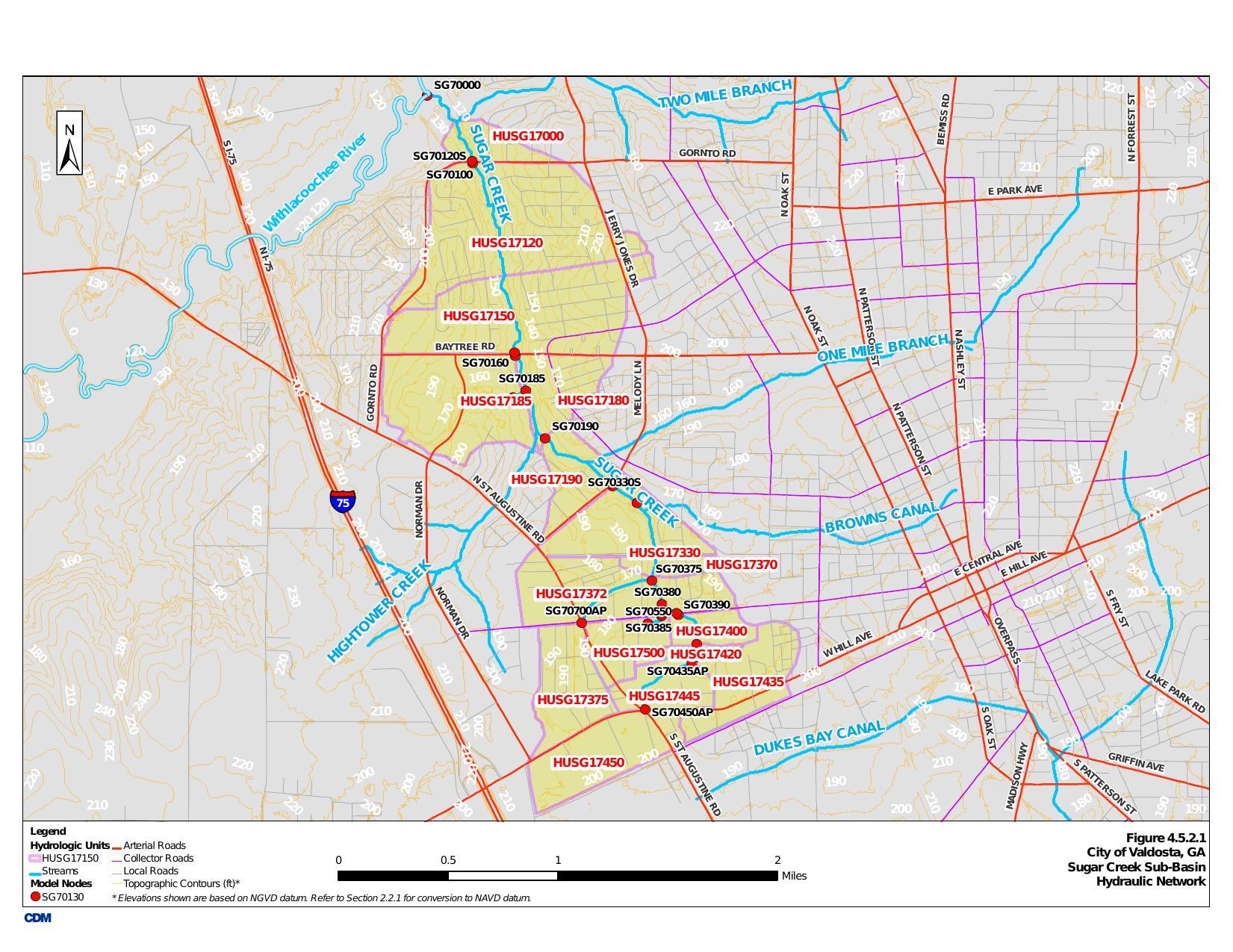 Figure 4.5.2 Sugar Creek Sub-Basin Hydraulic Network