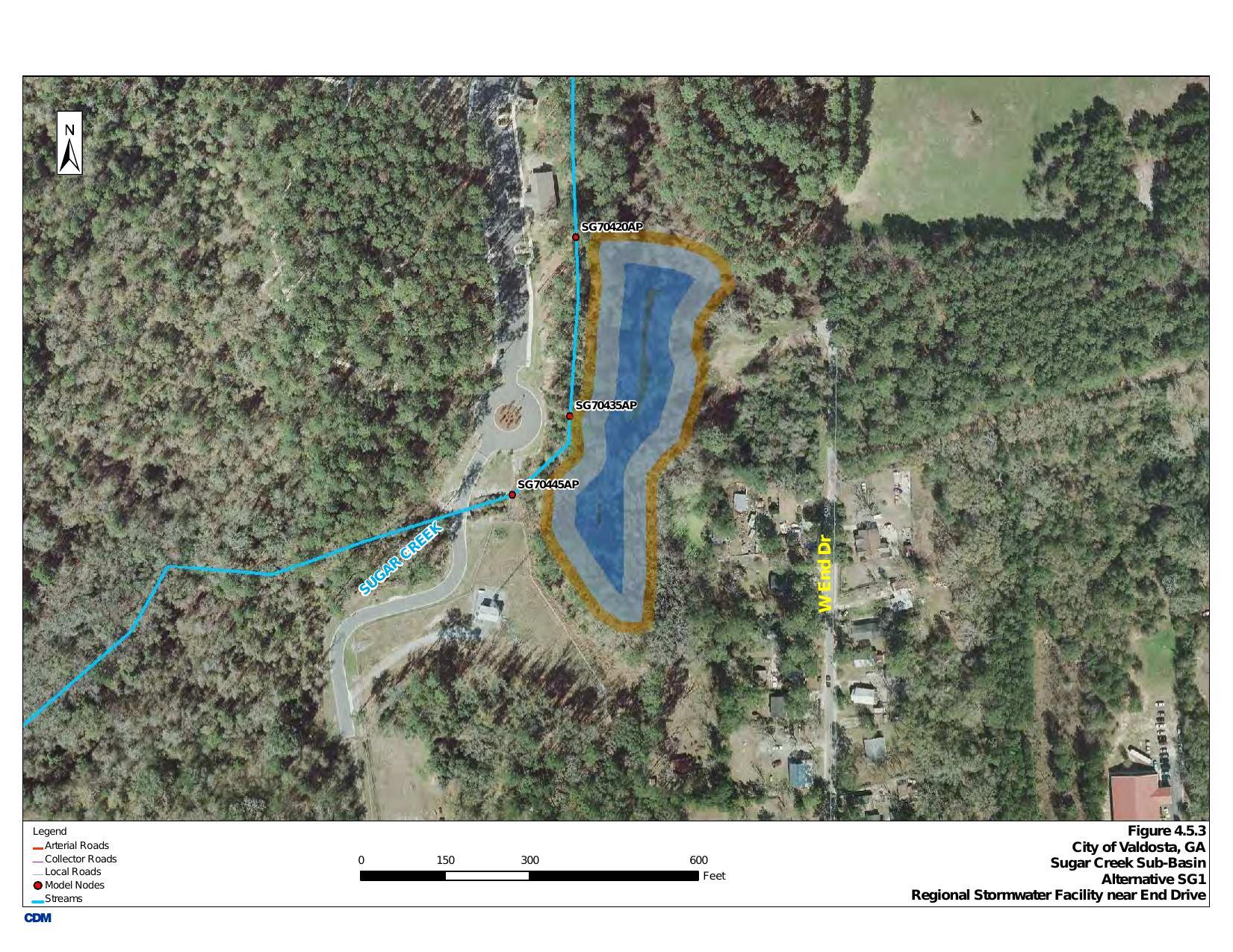 Figure 4.5.3 Sugar Creek Sub-Basin Alternative SG1 Regional Stormwater Facility near End Drive