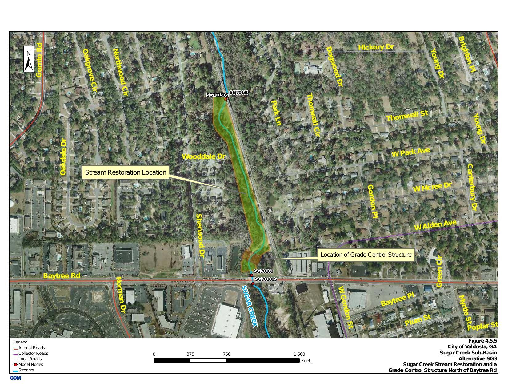 Figure 4.5.5 Alternative SG3 Sugar Creek Stream Restoration and a Grade Control Structure North of Baytree Rd