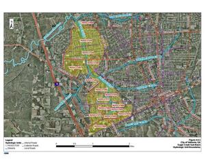 [Figure 4.5.1 Sugar Creek Sub-Basin Hydrologic Unit Boundaries]