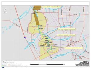 [Figure 4.5.2.2 Sugar Creek Sub-Basin Level of Service Violations and Water Quantity Problem Areas]