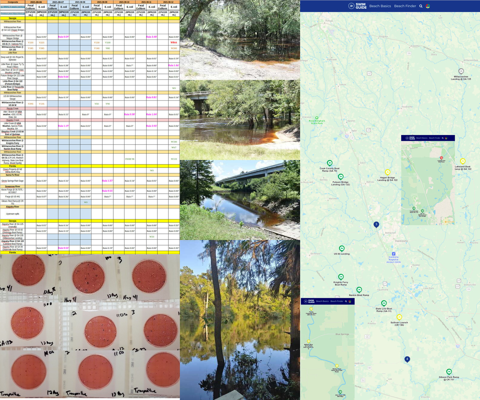 [Chart, upstream plates, Withlacoochee River, Swim Guide 2021-08-12]