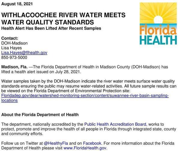 [Lifting Withlacoochee River Advisory 2021-08-18]