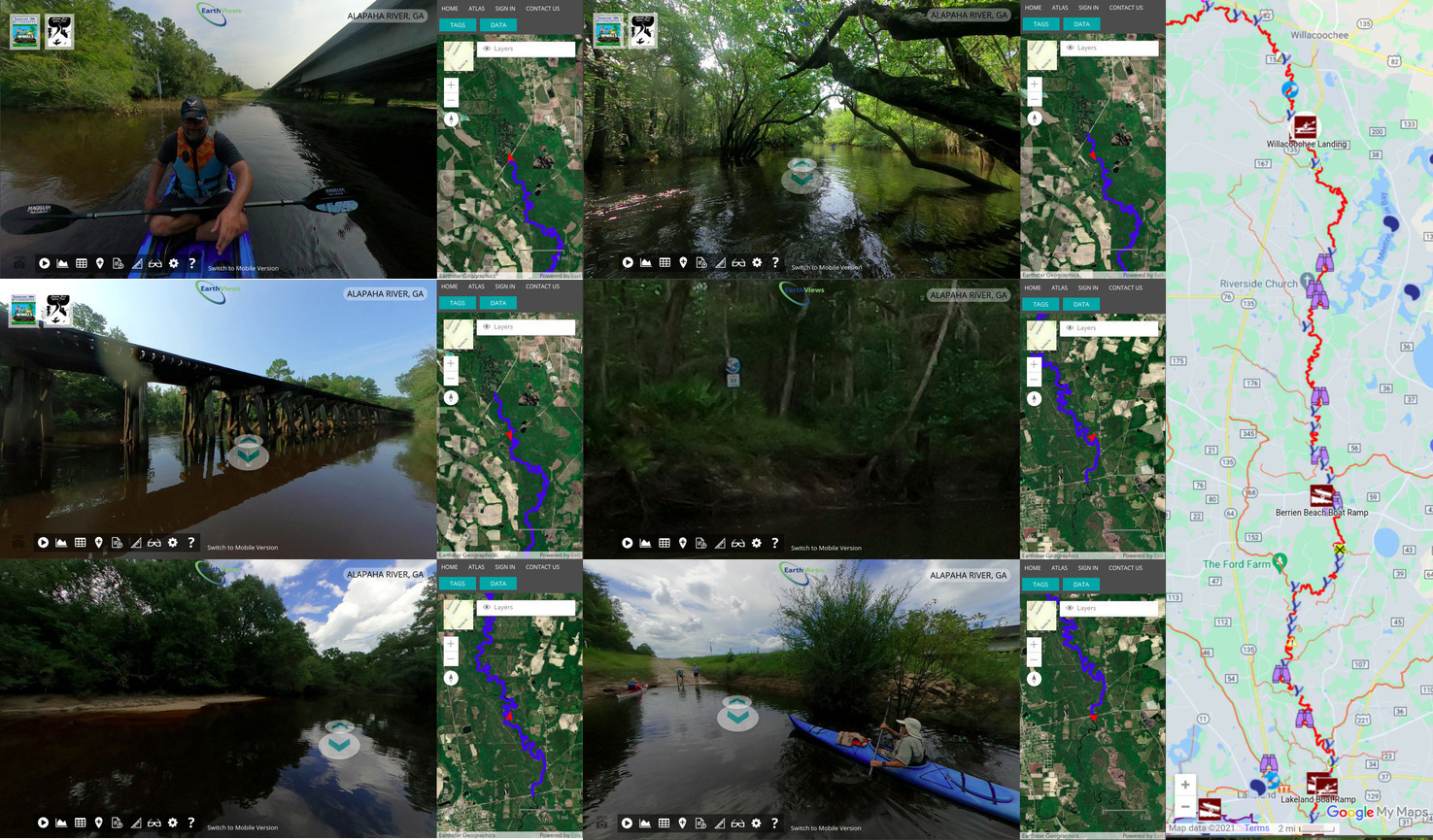 Willacoochee Landing, overhanging branches, GA & FL RR, mile marker, beach, Lakeland Boat Ramp; ARWT map