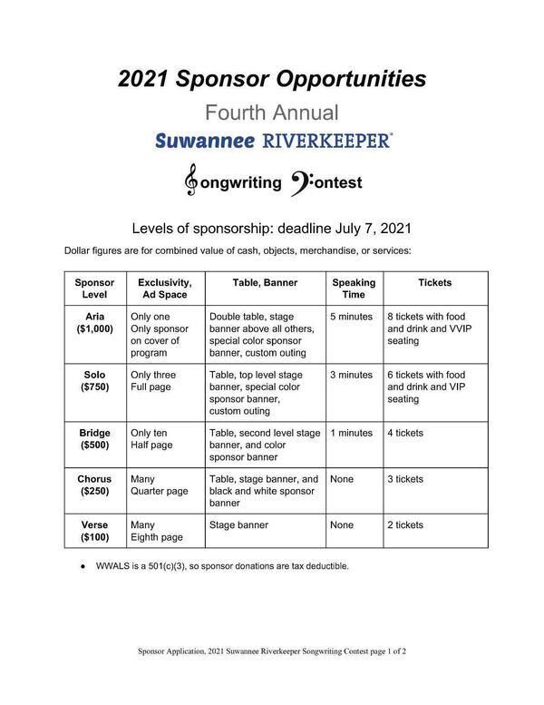 [Sponsor Opportunities page 1 of 2]