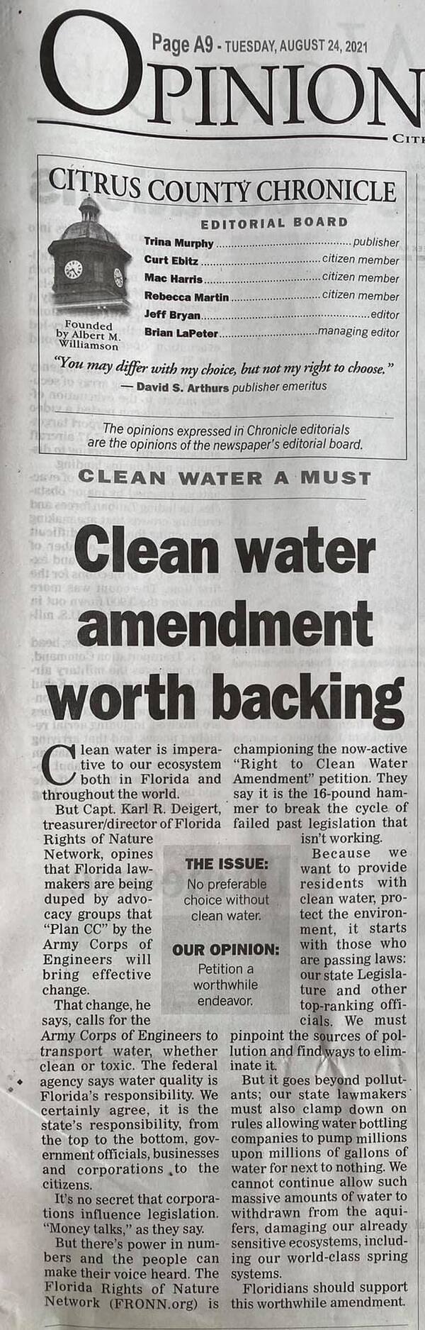 [Clean water amendment worth backing]