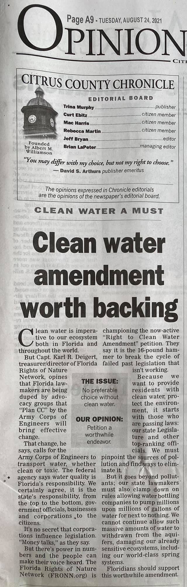 Clean water amendment worth backing