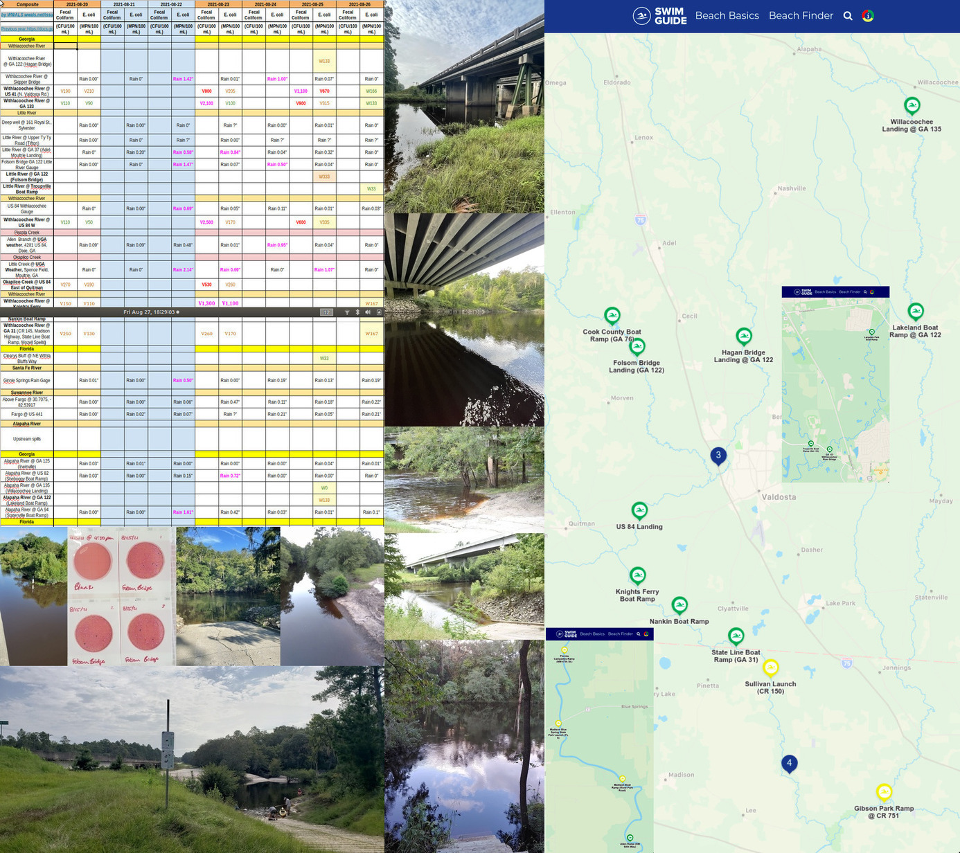 Chart, Little, Alapaha, Withlacoochee Rivers, Green Swim Guide