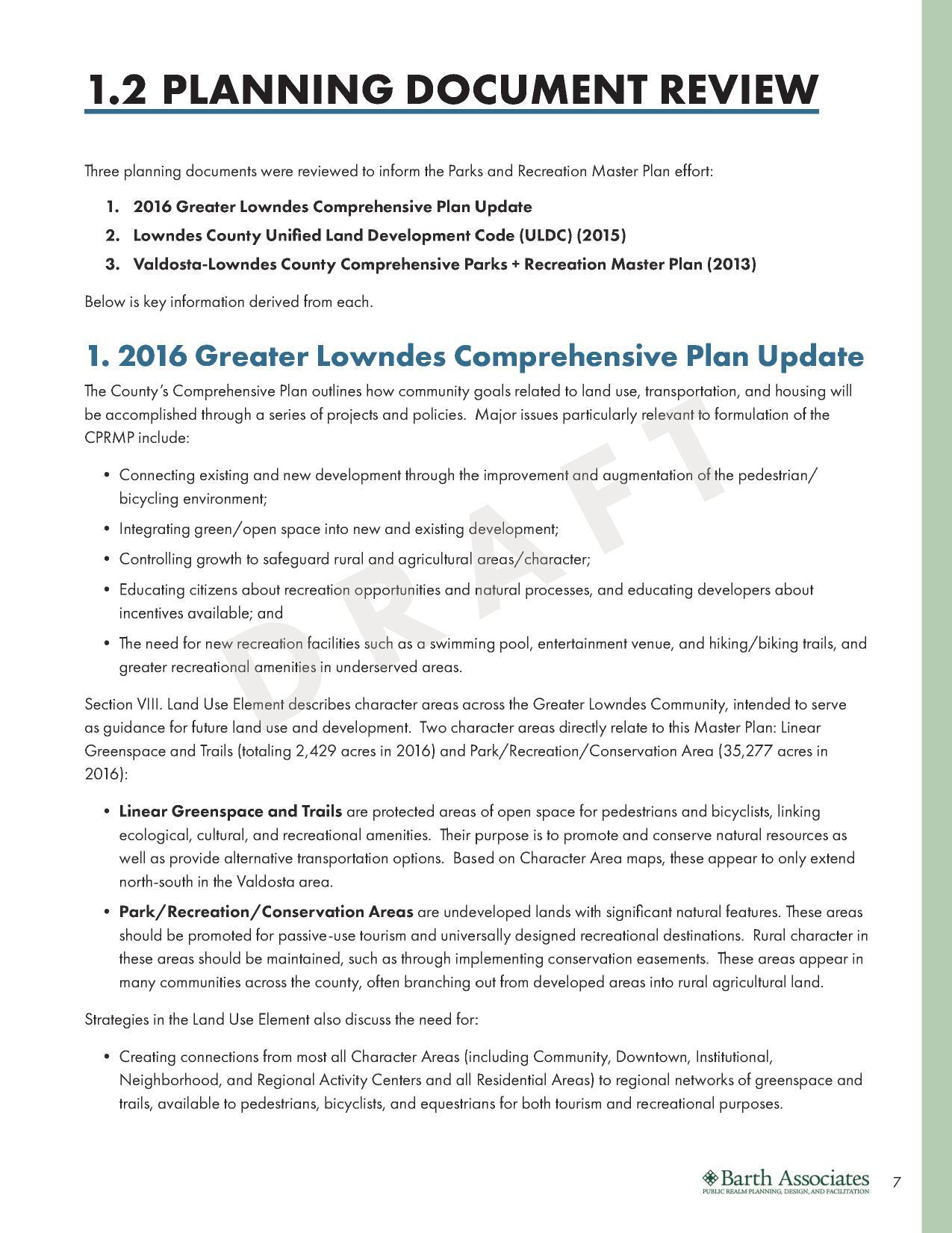 1.2 PLANNING DOCUMENT REVIEW