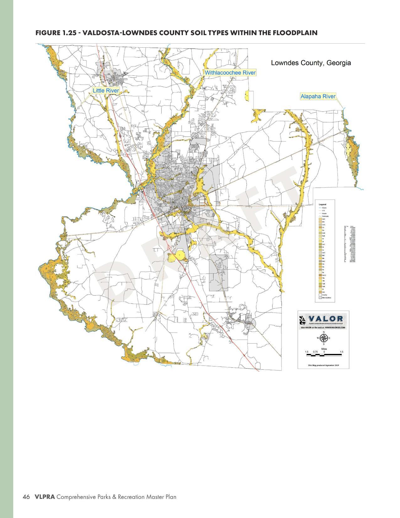 FIGURE 1.25 - VALDOSTA-LOWNDES COUNTY SOIL TYPES WITHIN THE FLOODPLAIN