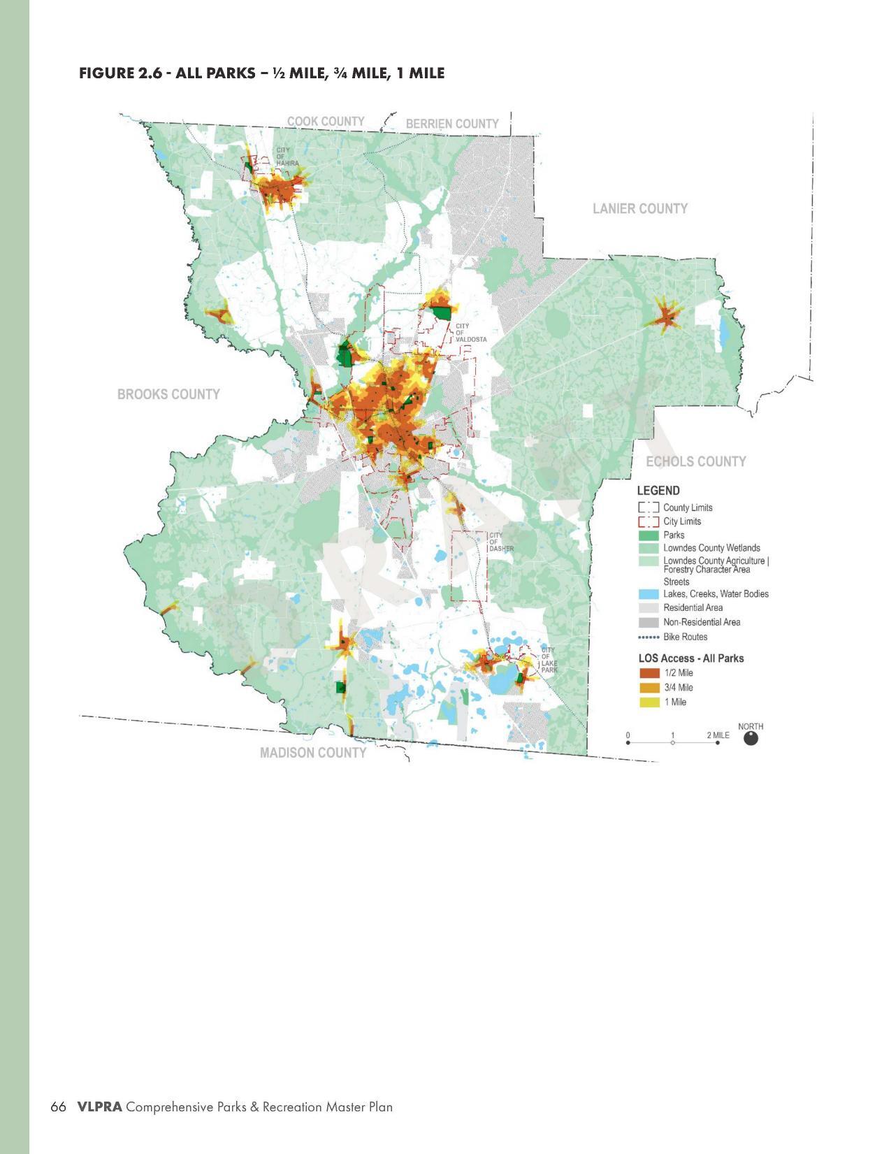 FIGURE 2.6 - ALL PARKS - 1/2 MILE, 3/4 MILE, 1 MILE