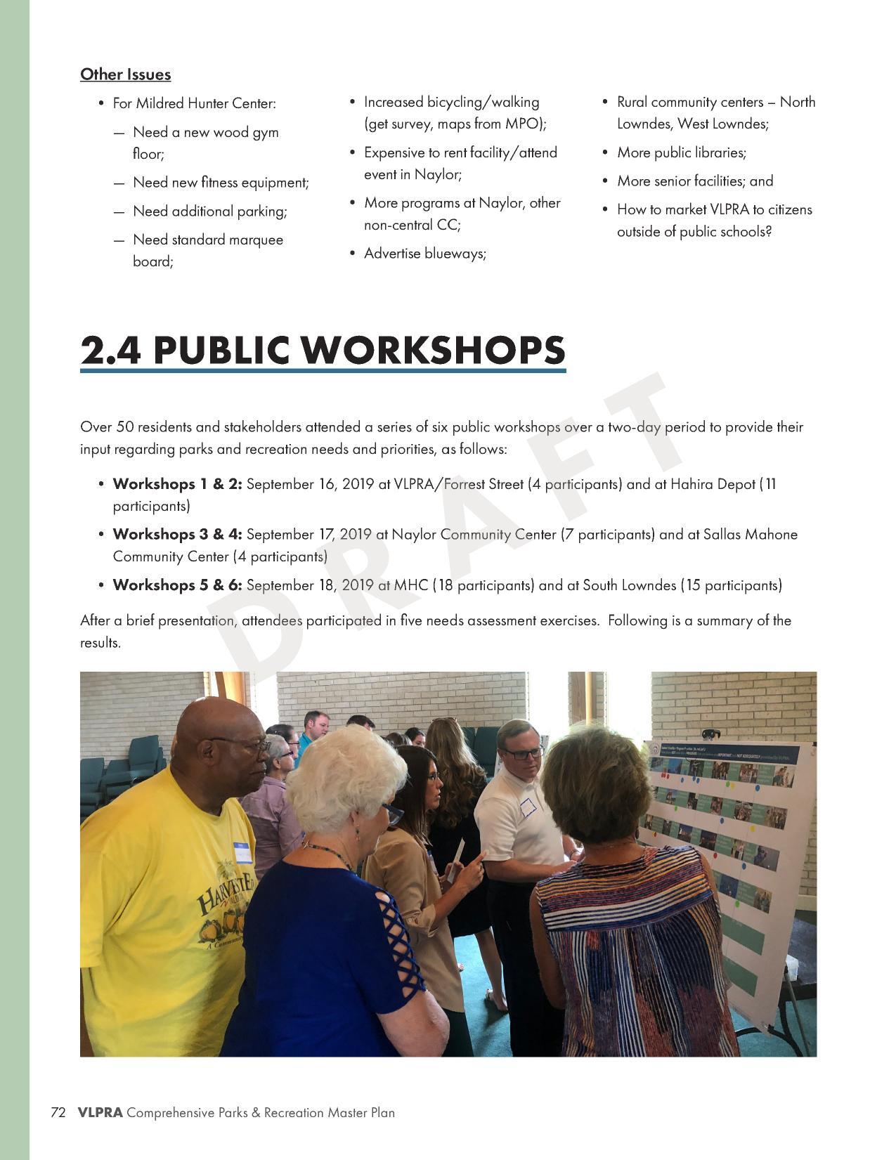 2.4 PUBLIC WORKSHOPS