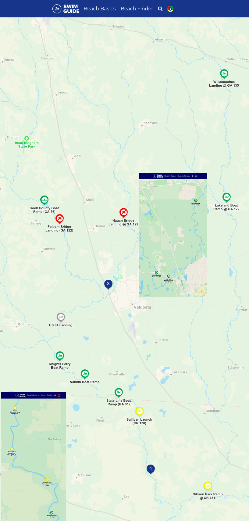 Map: filthy upstream clean down Swim Guide