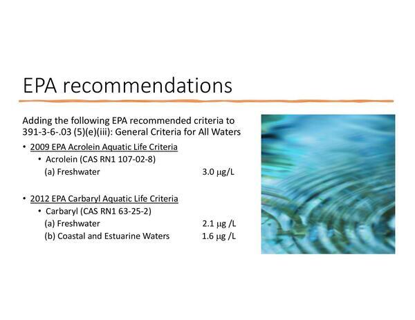 EPA Recommendations