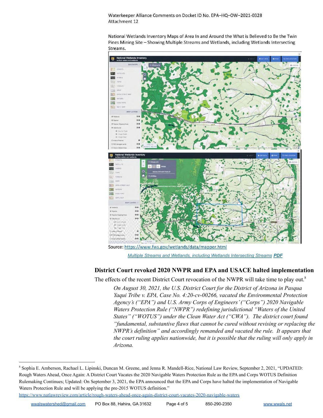 District Court revoked 2020 NWPR and EPA and USACE halted implementation