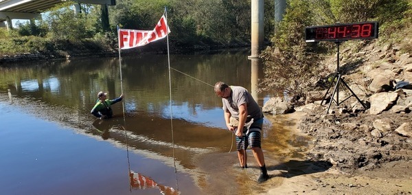 0:44:38 Scotti Jay, Bobby McKenzie, Finish banner, timeclock