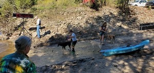 [Arrow, Blondie, Honeybun: Suwannee Riverkeeper's dogs with the McKenzie children]