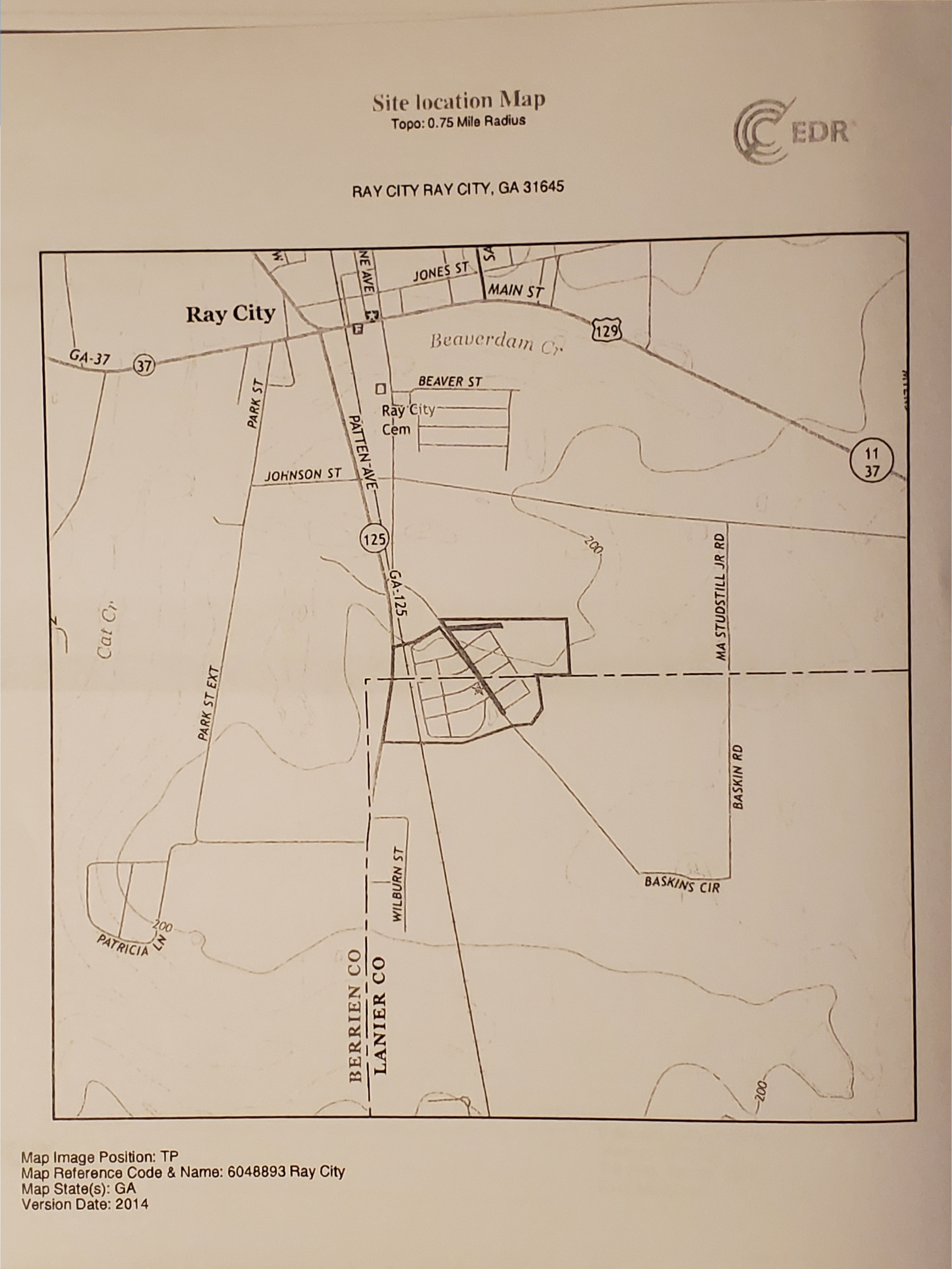 Site Location Map: Topo, 0.75 Mile Radius