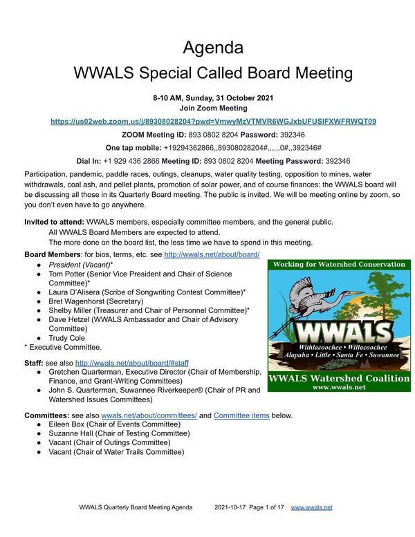 [2021-10-31--wwals-quarterly-board-meeting-agenda-0001 Board, Staff, Committees]