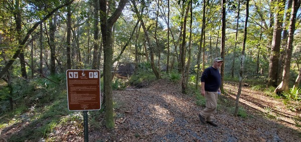 [Jesse Cole at the steps to the Dead River Sink, 15:38:54, 30.5819059, -83.0509655]