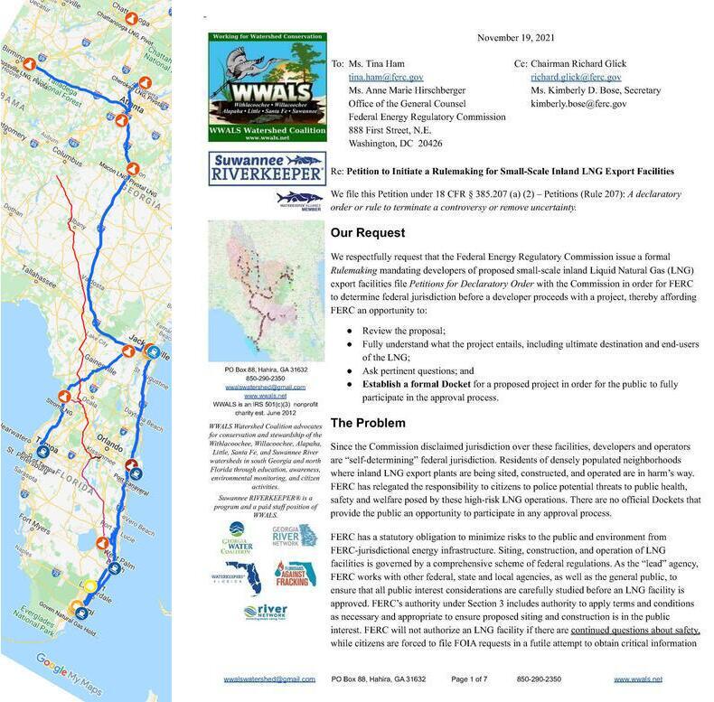 [LNG export facilities; WWALS Rulemaking petition to FERC]