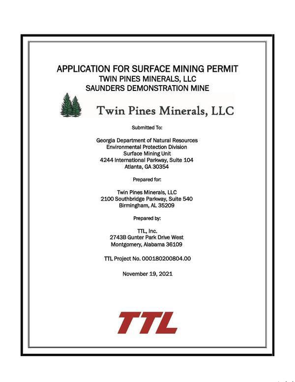 [APPLICATION FOR SURFACE MINING PERMIT]