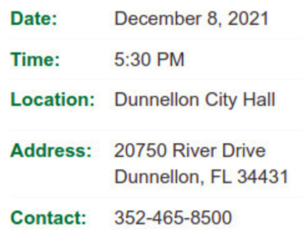 Dunnellon City Council Workshop