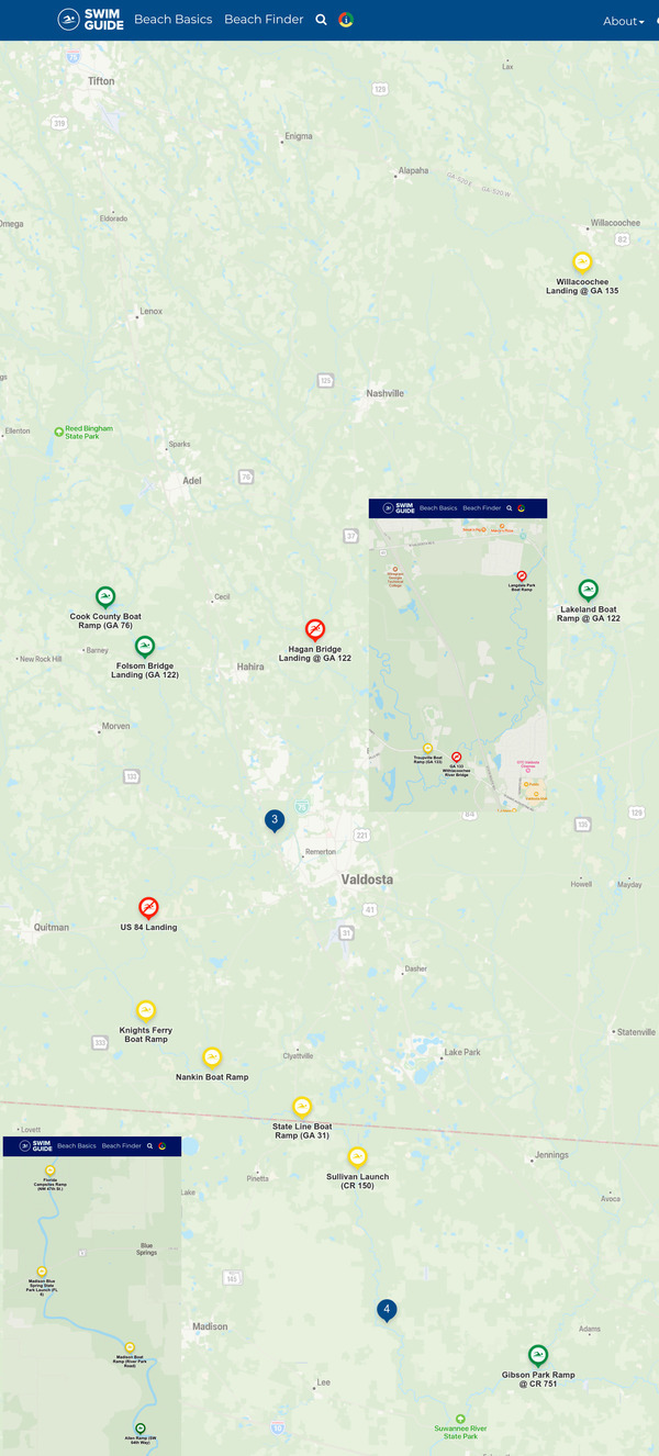 [Map: Bad upstream, watch out downstream, Swim Guide 2021-12-23]