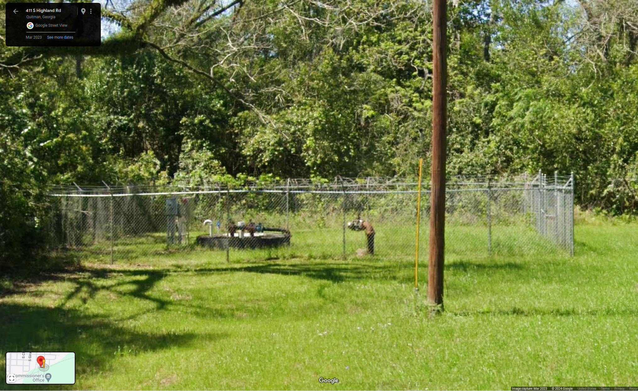 Quitman Lift Station No. 2, 411 S. Highland Road --Google Streetview