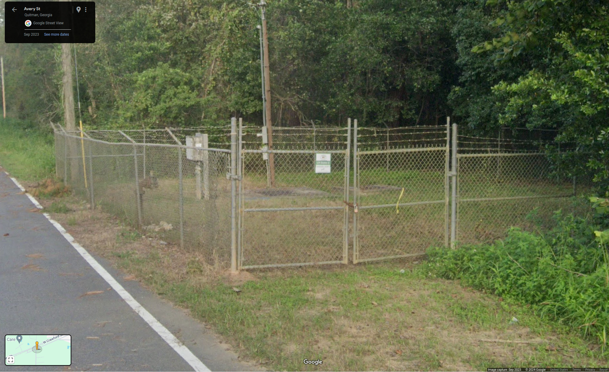 Quitman Lift Station No. 3, Southeast corner of Green Street (Avery Street) and Carney Road --Google Streetview