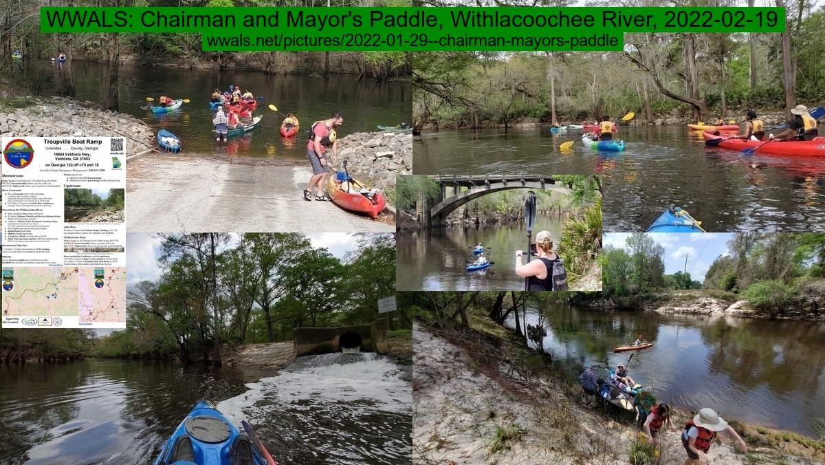 [Troupville Boat Ramp, Withlacoochee River, WWTP clean outfall, Spook Bridge, Takeout]