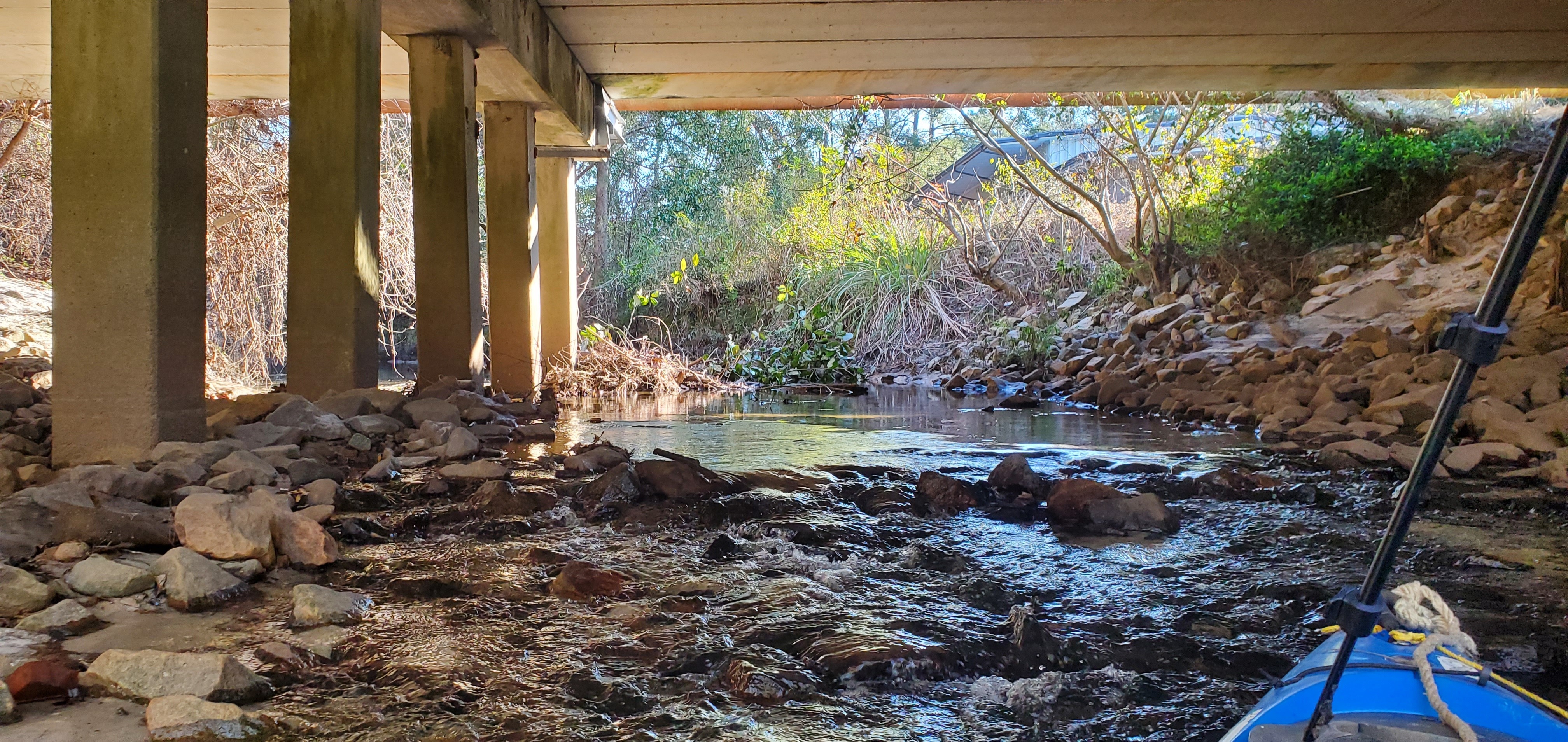 Rapids under Gornto Road Bridge, 16:24:54, 30.8599788, -83.3170644