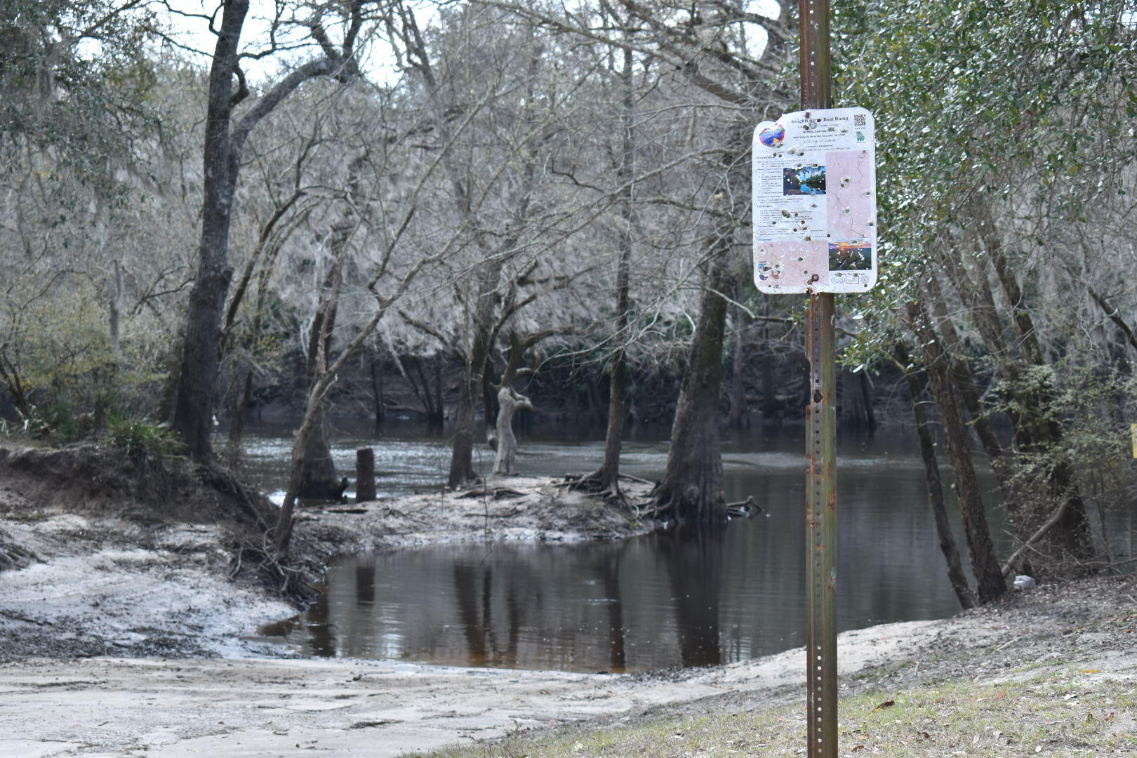 Knights Ferry Boat Ramp Sign, Withlacoochee River 2022-02-03