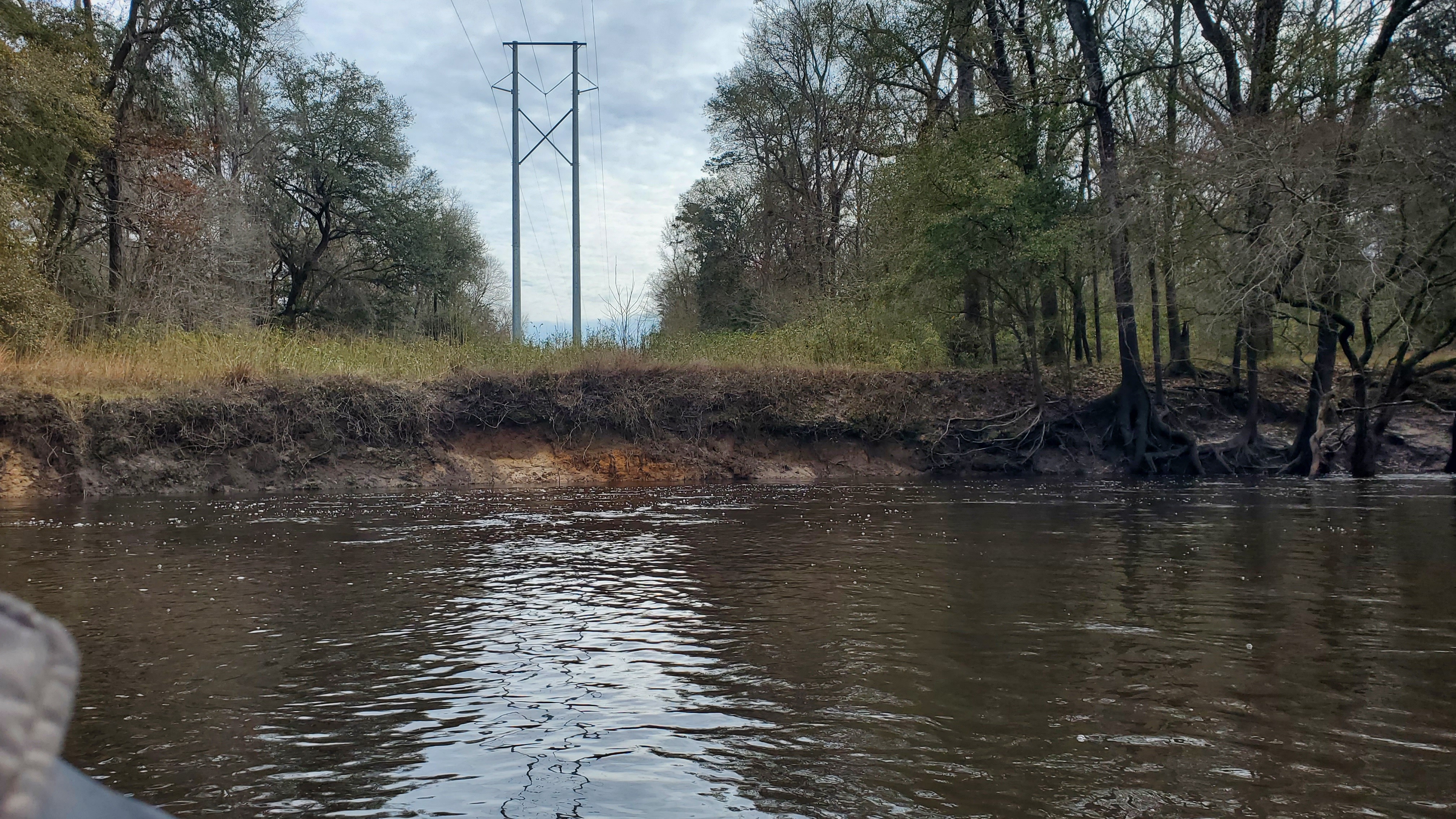 Jasper-Greenville Power Line, east (left) bank, Alapaha River, 10:56:30, 30.5086914, -83.0425654