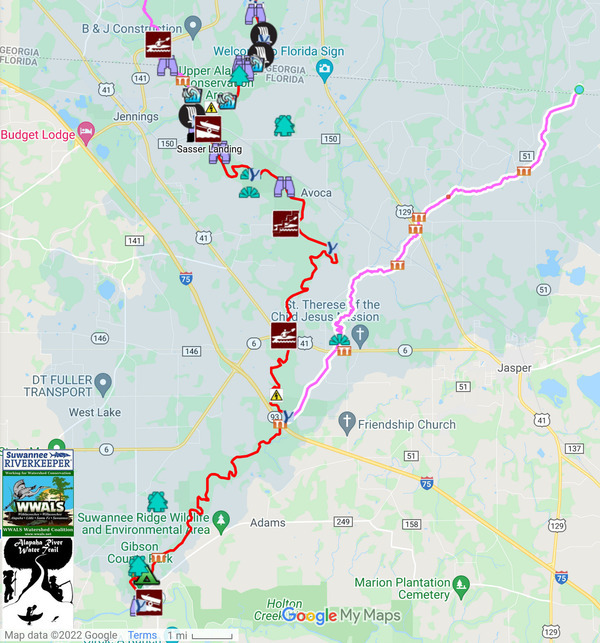 [Map, Little Alapaha River in WWALS Alapaha River Water Trail]