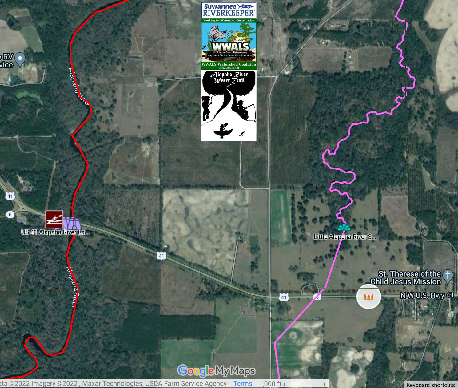 Map: Alapaha River to US 41 Little Alapaha River Bridge