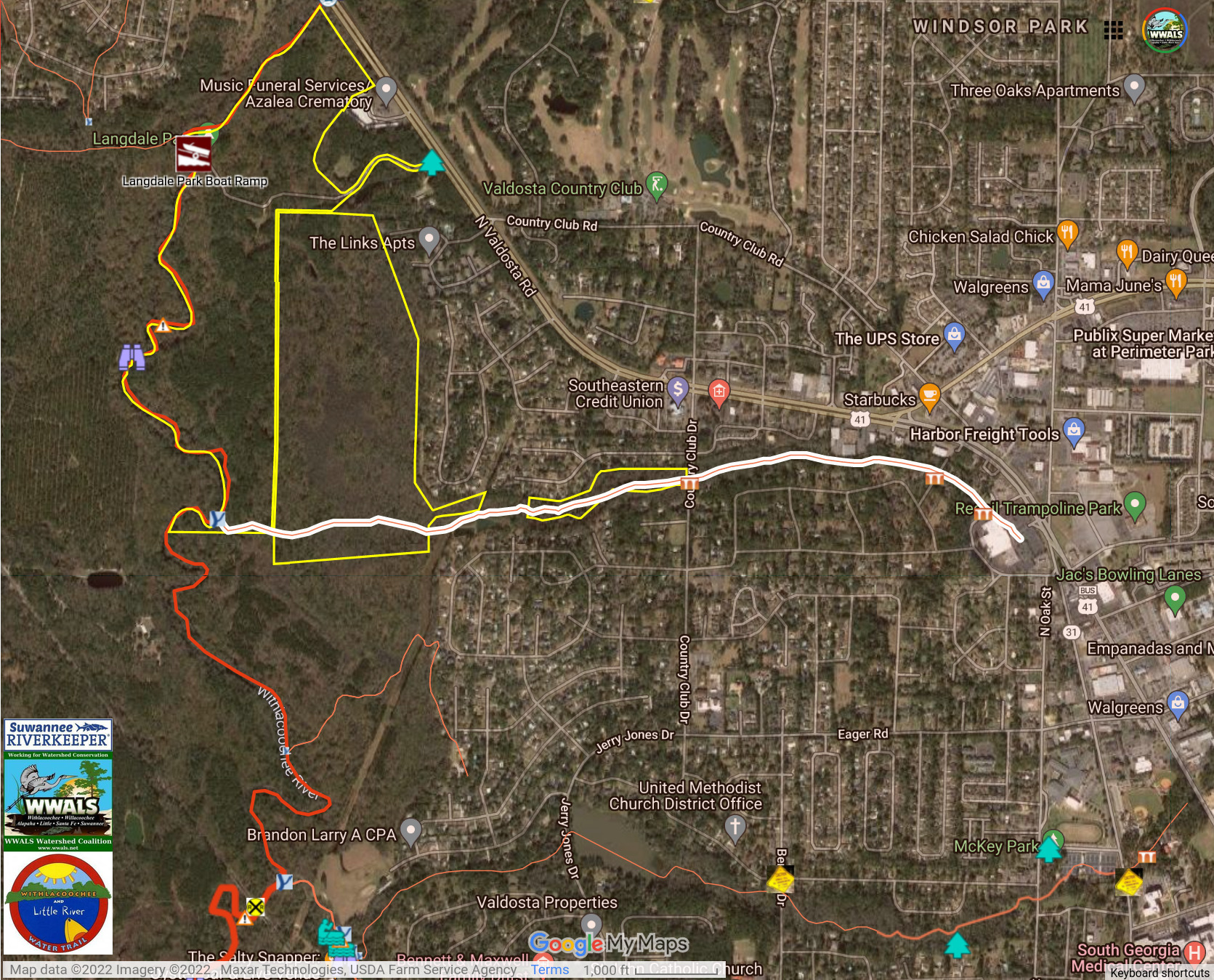 Three Mile Branch in WWALS map of WLRWT