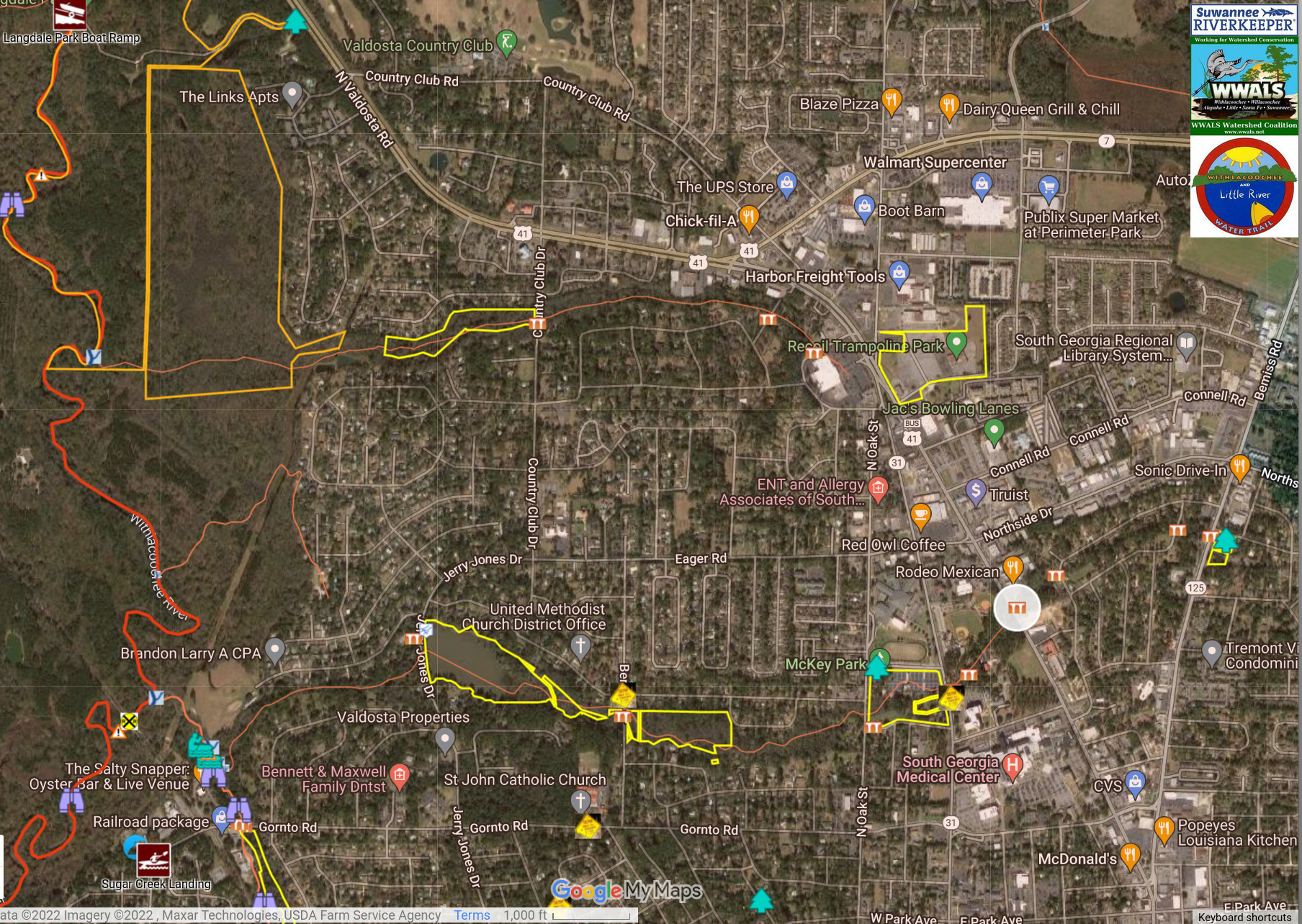 Map: Two Mile Branch and Three Mile Branch in WLRWT