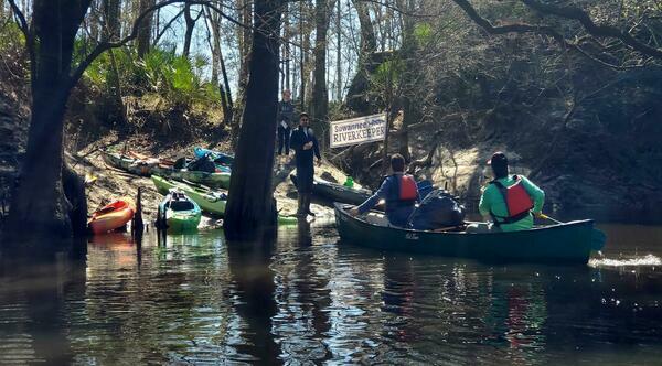 [Trash in canoe, lunch stop, Mayor and Chairman's Paddle, Withlacoochee River 2022-02-19 Photo: John S. Quarterman]