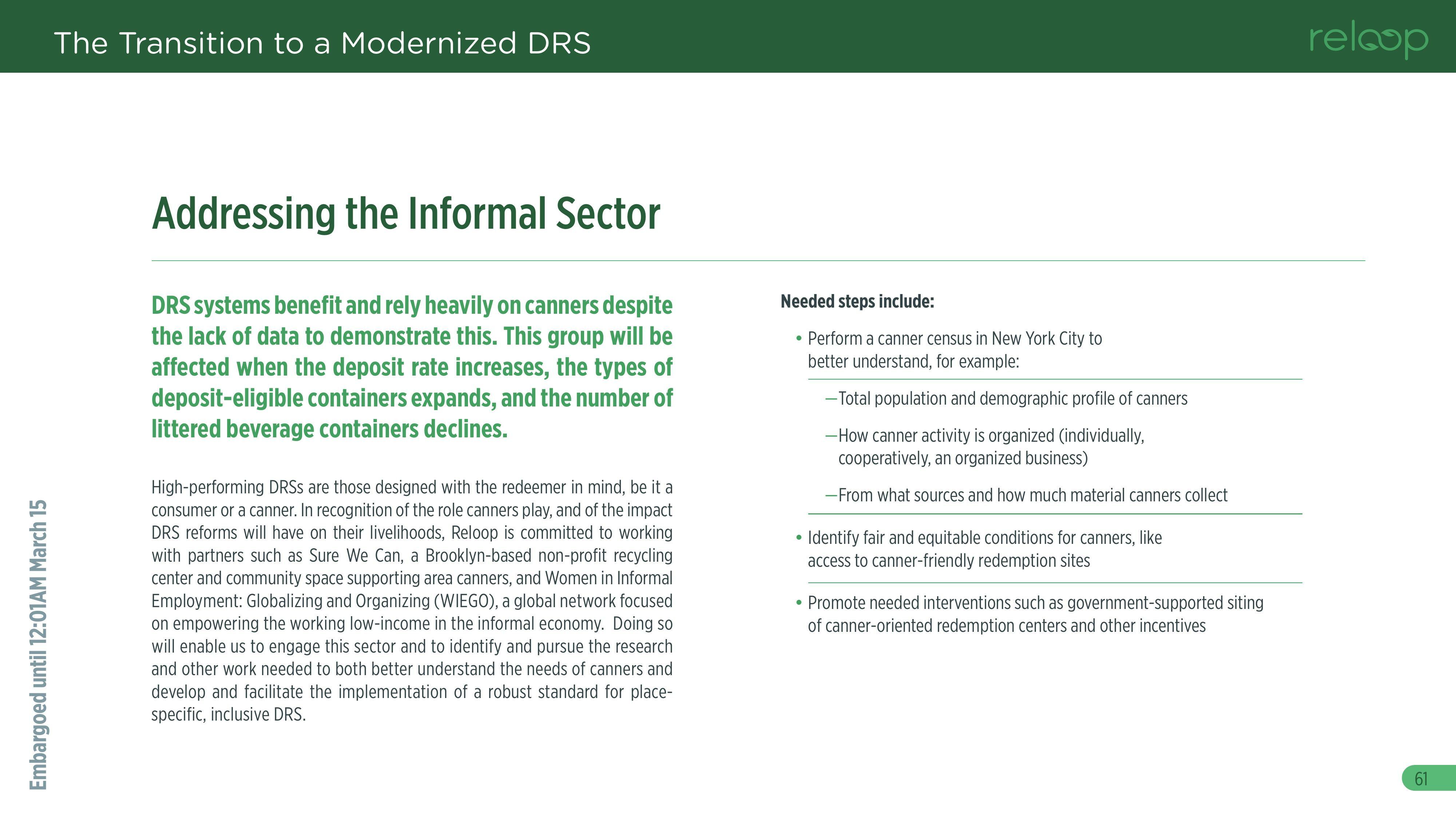 Addressing the Informal Sector