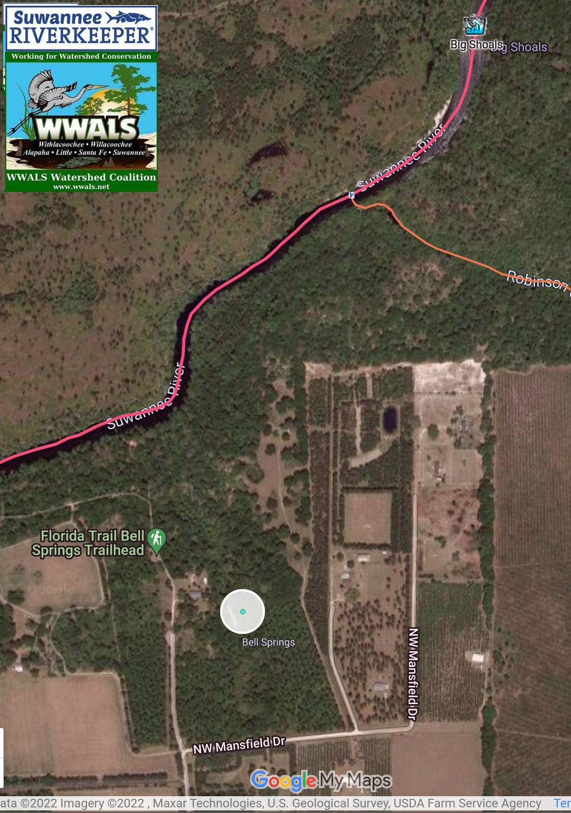 WWALS SRWT Map: Bell Springs to Big Shoals