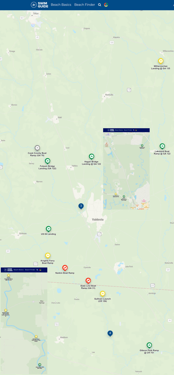 [Map: Bad Downstream Withlacoochee River, Swim Guide 2022-03-24]