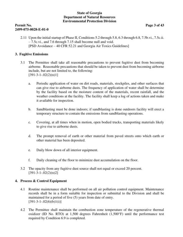 3. Fugitive Emissions; 4. Process & Control Equipment