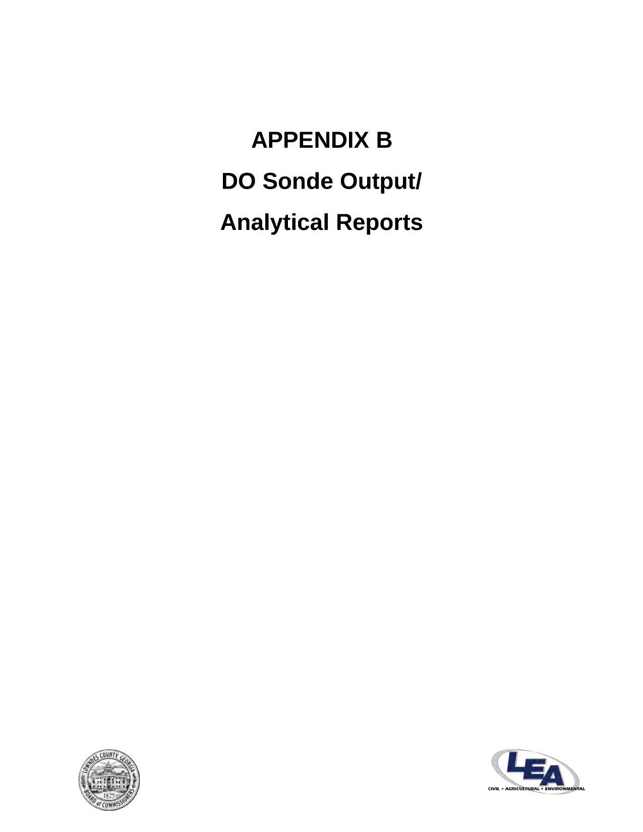 Appendix B: DO Sonde Output / Analytical Reports