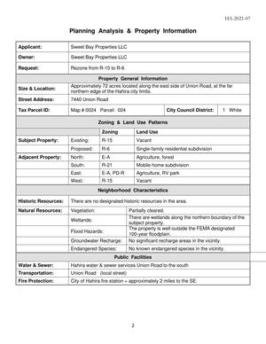 [Planning Analysis & Property Information]