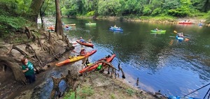 [Kayaks at David's Disappointment spring run, 13:17:11, 30.4747466, -83.2433139]