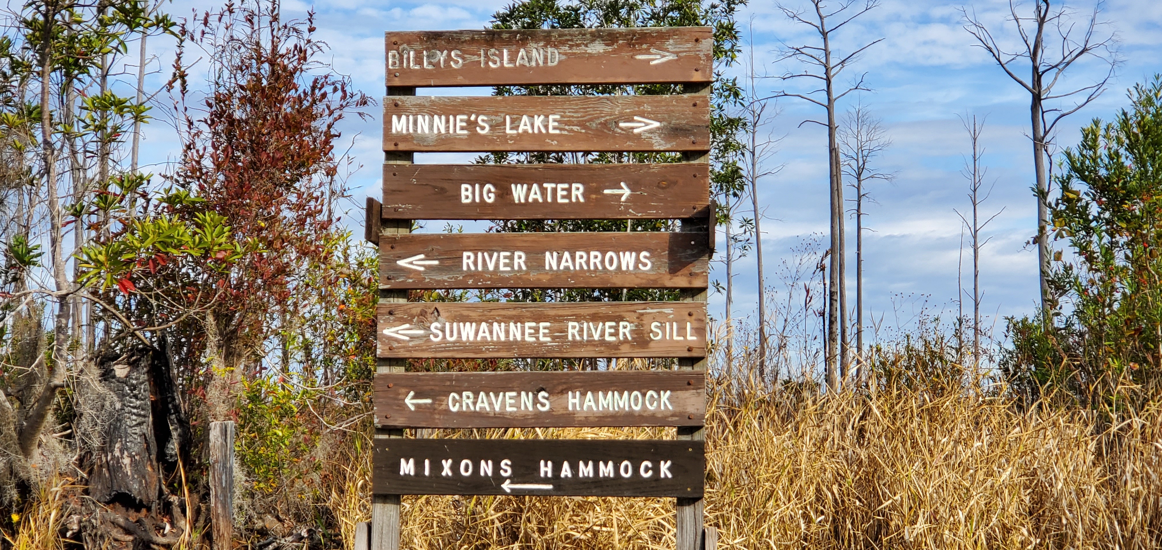 Okefenokee direction sign Photo: John S. Quarterman, 2019-12-07